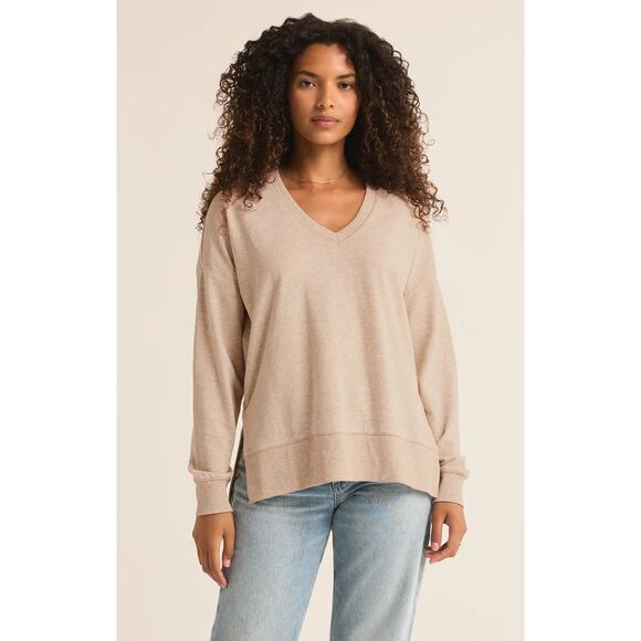 Z Supply Modern V-Neck Weekender - Oatmeal Heather XS S M - Picture 1 of 4